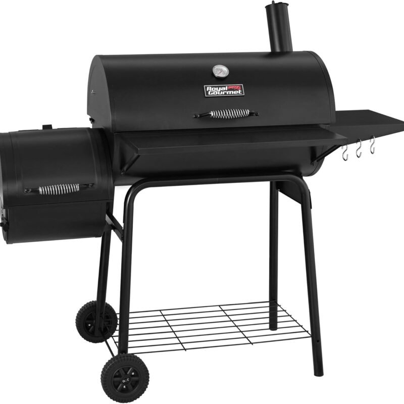 Royal Gourmet CC1830S 30" BBQ Charcoal Grill and Offset Smoker | 811 Square Inch cooking surface, Outdoor for Camping | Black