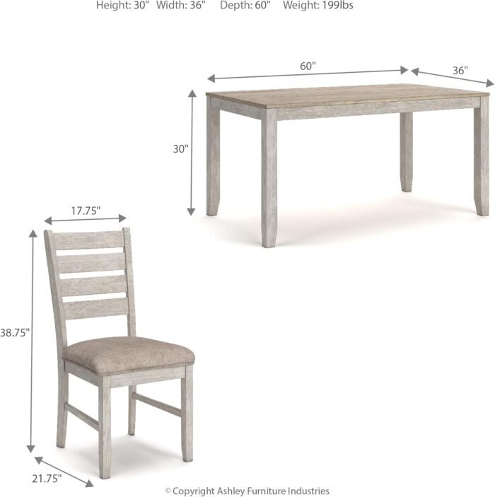 Signature Design by Ashley Skempton Cottage Dining Room Table Set with 6 Upholstered Chairs, Whitewash - Image 4