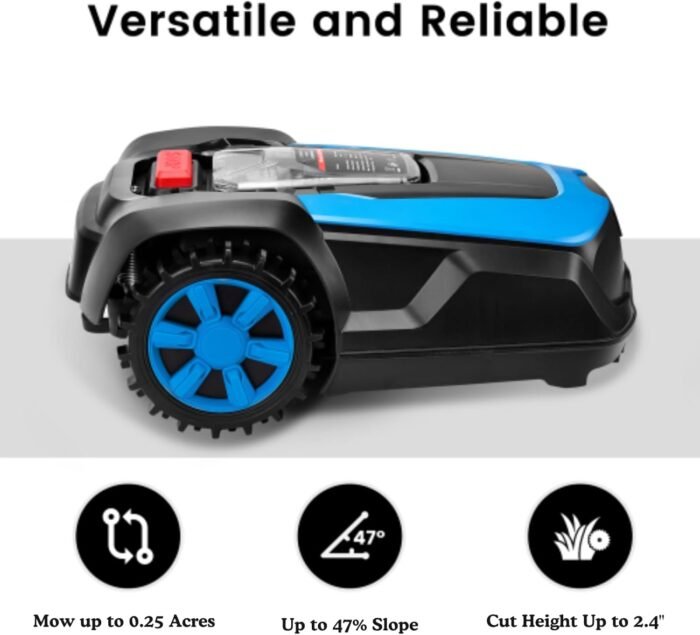 Winado Robotic Lawn Mower, 20V 4.0Ah Automatic Robot Lawn Mower with APP Control, Self-Charging, Bluetooth/Wi-Fi Connect,Boundary Wire, Mows Up to 0.25 Acre/ 10000 Sq.Ft - Image 3
