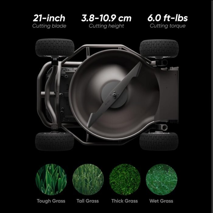 Remote Control Lawn Mower S1 4WD 18Ah, Robot Lawn Mower No Wire with 1.5-4.3 Inch Cutting Height 21 Inch Cutting Width, Robotic Lawn Mower for 75% Slope(37°) with Mowing 1.12 Acres - Image 3