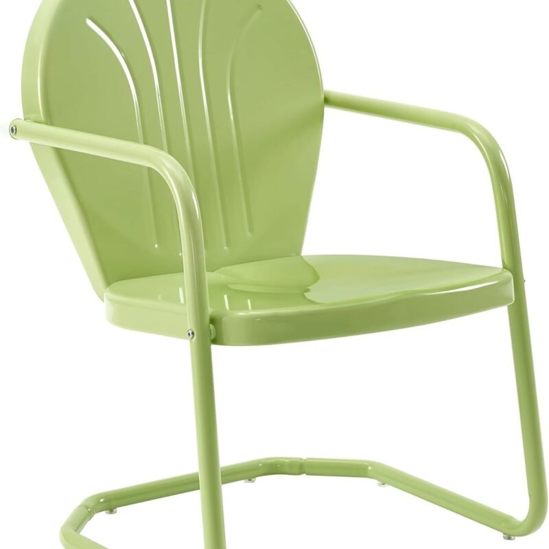 Crosley Furniture Griffith Outdoor Chair, Retro Metal Patio Chairs for Dining, Porch, Deck, Balcony, Key Lime