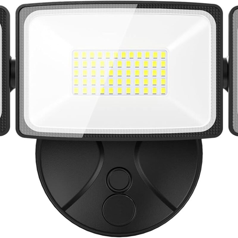 Onforu 60W Flood Lights Outdoor, 6000LM Brightness Security Lights Switch Controlled, 3 Adjustable Heads, IP65 Waterproof, 6500K Wall Mount Exterior LED Flood Light