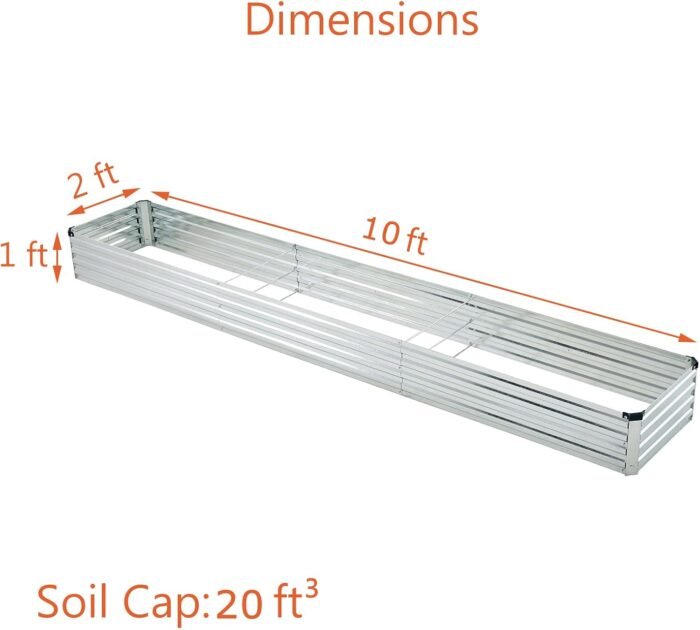 10x2x1ft(2 Pack) Galvanized Raised Garden Bed,Outdoor Planter Box Metal Patio Kit Planting Bed for Vegetables Flowers and Succulents,Silver - Image 2