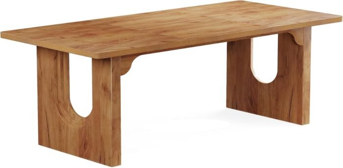 Tribesigns Modern Dining Table for 6 to 8 People, 71" Large Kitchen Dining Table with Wood Pedestal Base, Rectangular Long Dinner Table for Kitchen, Dining Room, Living Room, Rustic Brown - Image 9