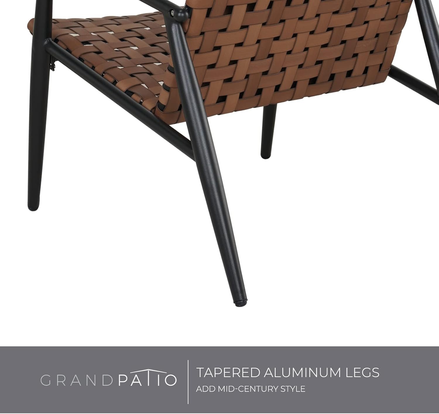 Grand patio Outdoor Bistro Set 3 Pieces Leather-Look Wicker Patio Chairs Set Powder Coated Aluminum Frame with Outdoor Chairs Set of 2 and Side Table for Garden Backyard Balcony Brown - Image 4