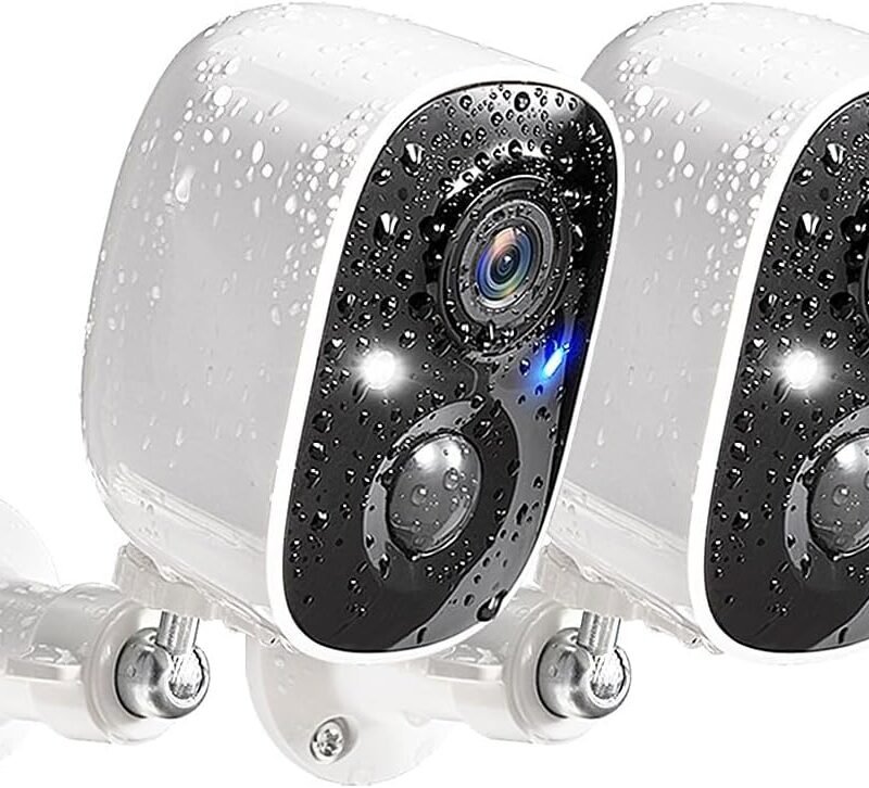 GMK Security Cameras Wireless Outdoor, 2K Color Night Vision AI Motion Detection 2-Way Talk Battery Powered WiFi Home Indoor Camera IP65 Weatherproof Spotlight Siren Alarm Cloud/SD Storage 2-Pack