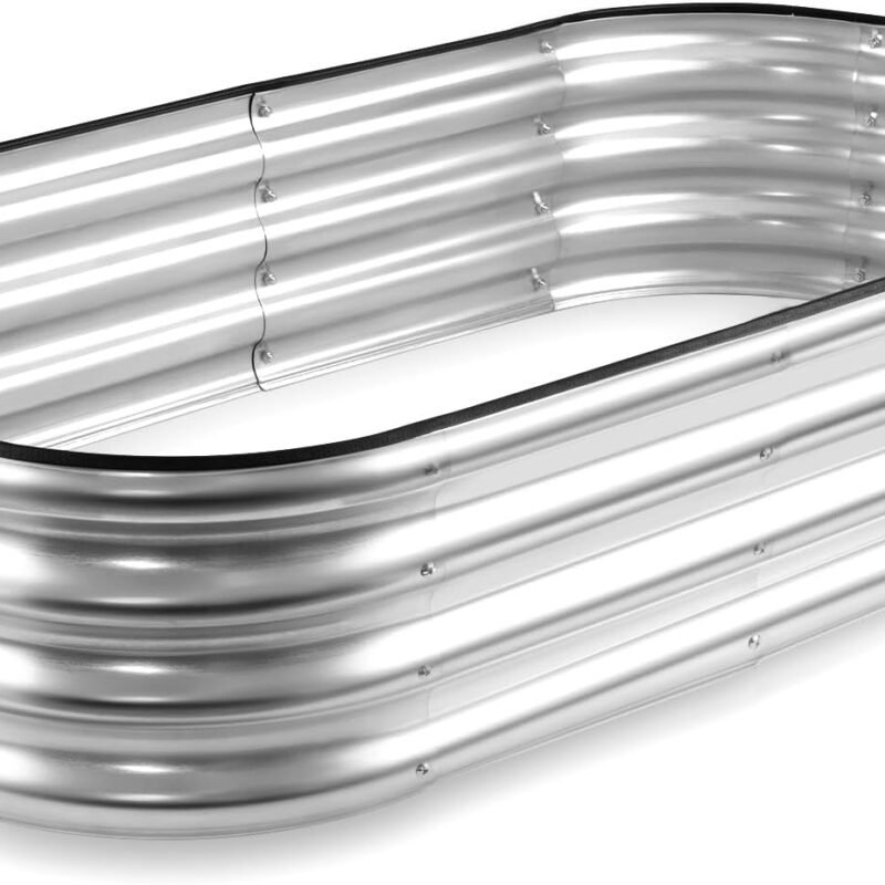JERIA Raised Garden Bed,Galvanized Raised 4×2×1ft Planter Boxes Outdoor with Easy Assembly, Large Garden Bed for Vegetables, Fruits, Flowers