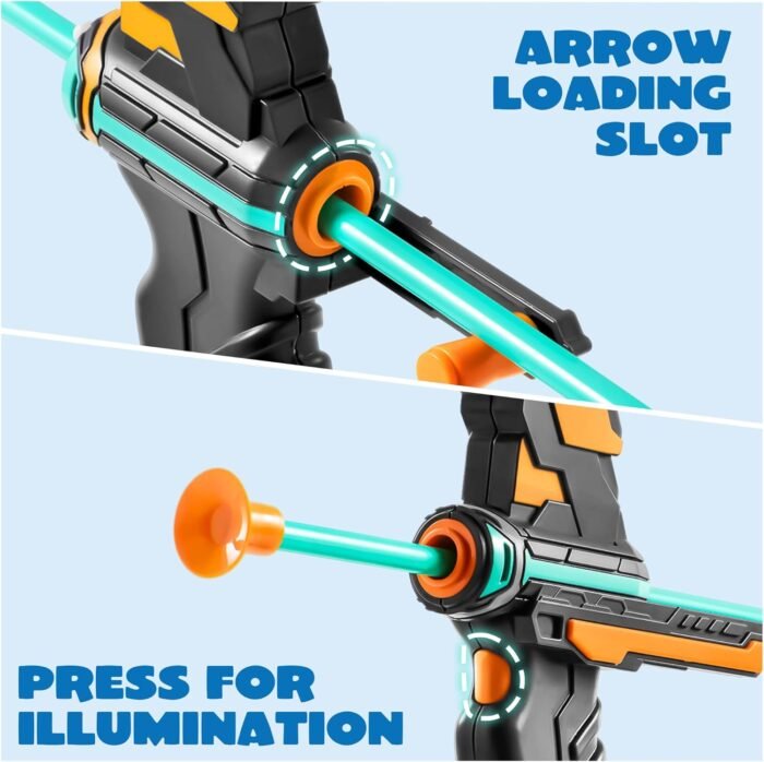 JOYIN Kids Bow and Arrow Set, LED Light Up Archery Toy Set with 9 Suction Cup Arrows, Target & Arrow Case, Indoor and Outdoor Hunting Play Gift Toys for Kids, Boys & Girls Ages 6-12 - Image 7