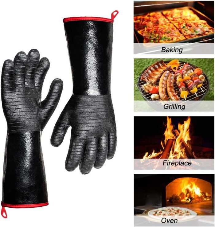 932°F Extreme Heat Resistant Gloves for Grill BBQ,Aillary Waterproof Long Sleeve Pit Grill Gloves for Fryer, Baking, Oven,Smoker,Fireproof, Oil Resistant Neoprene Coating（14-Inch ） - Image 2