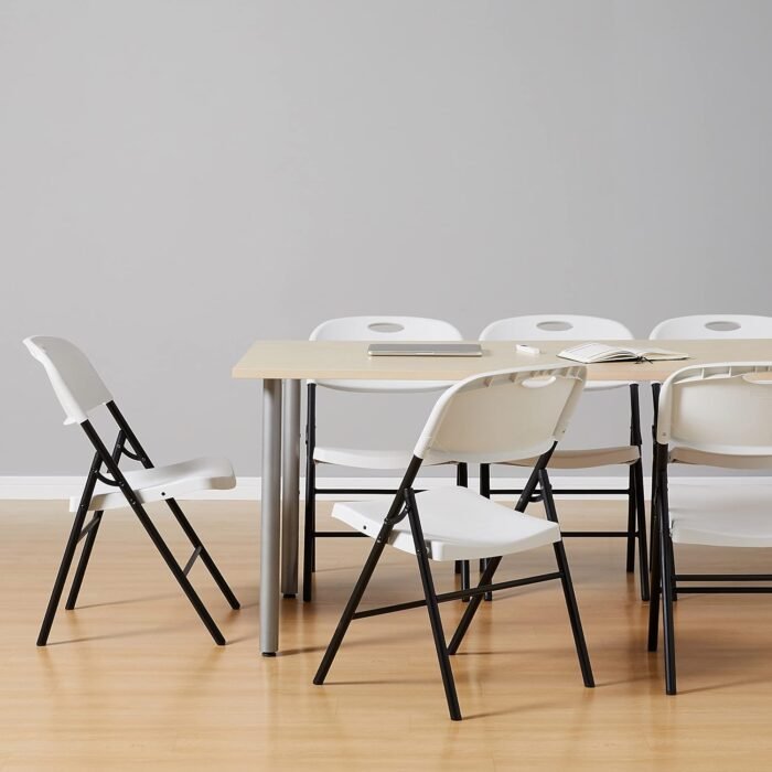 Amazon Basics Folding Plastic Chair with 350-Pound Capacity - 6-Pack, White - Image 2