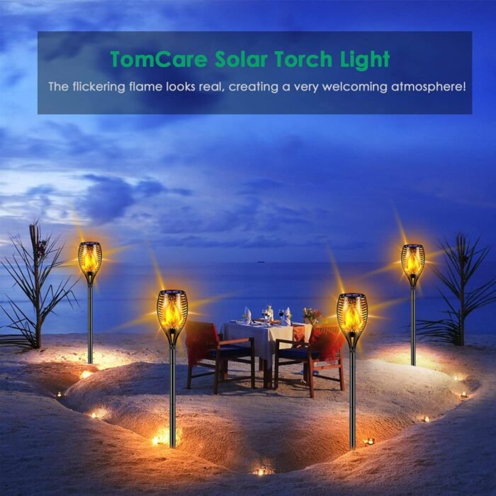 TomCare Solar Lights Outdoor 99 LED Higher & Larger Flickering Flame Solar Torch Lights 43" Waterproof Outdoor Lighting Solar Powered Pathway Lights for Garden Patio Yard, 4Pack - Image 6