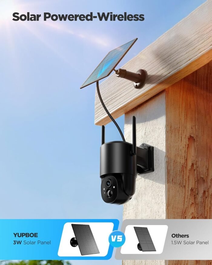 Security Cameras Wireless Outdoor Solar: Battery Cameras for Home Security WiFi Cameras Outdoor Surveillance Camera PTZ 360° CCTV Camera System with Floodlight Color Night Vision - Image 2