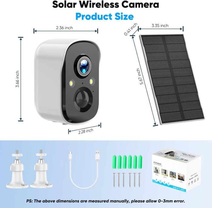 Security Cameras Wireless Outdoor, 2K Solar Cameras for Home Security Wireless, Color Night Vision, PIR Motion Detection, IP66 Waterproof, Cloud Storage/SD Card, Instant Alerts, 2.4GHz WiFi - Image 9