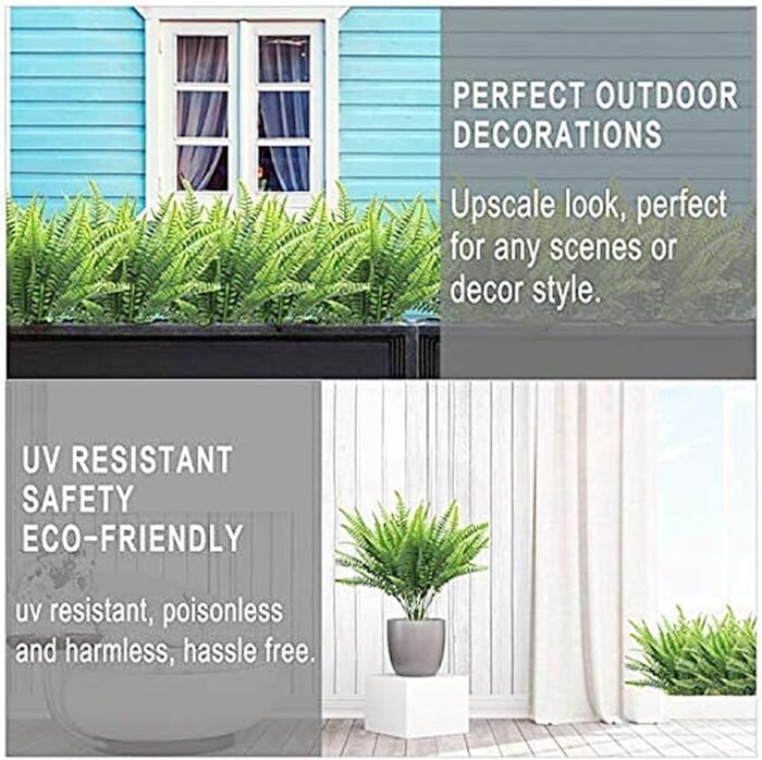 TURNMEON 20 Bundles Artificial Plants Outdoor Faux Boston Fern Spring Summer Decor Fake Plants UV Resistant Plastic Greenery Shrubs Artificial Fake Flowers Outside Indoor for Home Gardens Patio Yards - Image 3