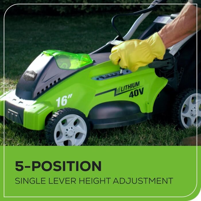 Greenworks 40V 16" Cordless (Push) Lawn Mower (75+ Compatible Tools), 4.0Ah Battery and Charger Included - Image 6