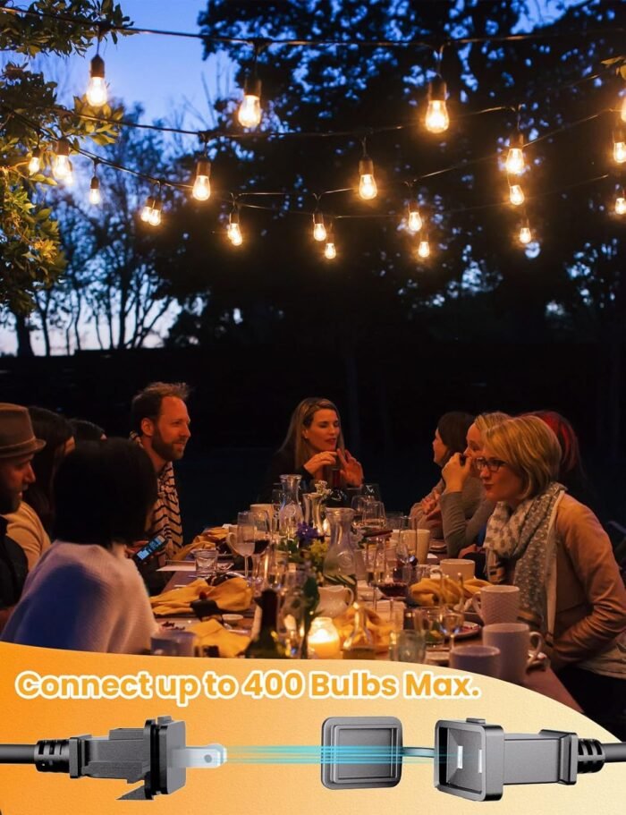Svater Outdoor String Lights Led 105FT, Commercial Grade Patio Lights with 1W Dimmable S14 Shatterproof Bulbs, ETL Listed Heavy-Duty Outside Waterproof Cafe Bistro Market Lighting Warm White - Image 4