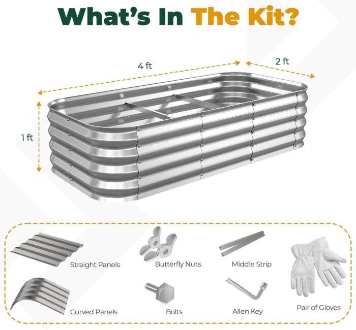 Utopia Home 4x2x1 ft Galvanized Raised Garden Bed Kit Planter Box Large 4 ft Long Deep Raised Garden Beds Outdoor Metal Raised Bed for Gardening Vegetables Rectangle - Image 2