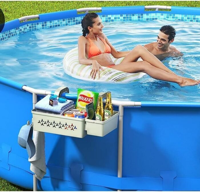 2 Sets Poolside Storage Basket, 2024 NEW Above Ground Pool Accessories, Swimming Pool Storage Basket with Pool Cup Holder, Poolside Storage to Organize Cup Towel,Fits 3 Inch or Less Top Rail - Image 3