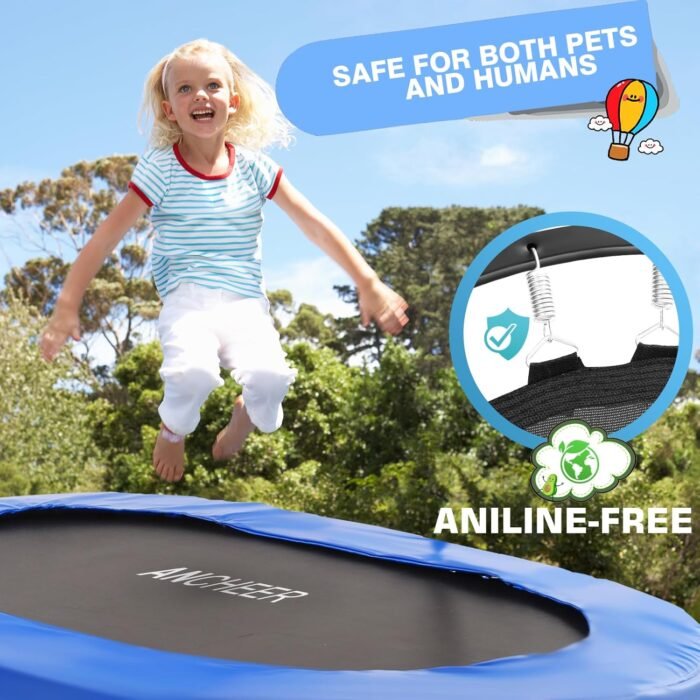 ANCHEER 56" Double Kids Trampoline with Adjustable Handlebar, 220lbs Capacity - Indoor/Outdoor Foldable Jumper for 2+ Users (ASTM Certified) - Image 2