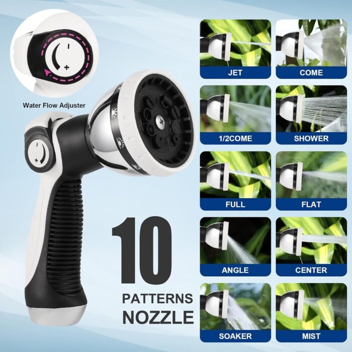 100ft Retractable Garden Hose Reel by HOZEREEL, 1/2" Hybrid Rubber Hose, Water Hose Reels Automatic Rewind Storage, 10 Patterns Nozzle Included - Image 3