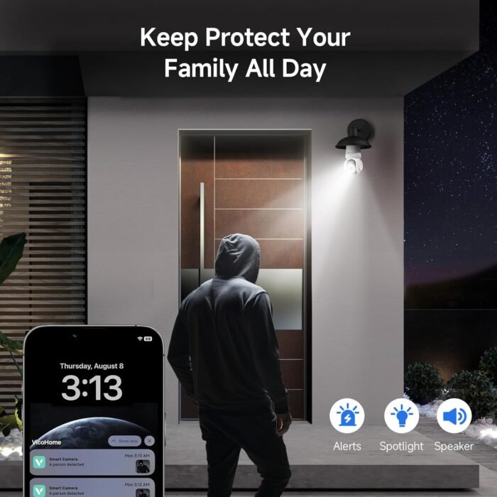 2K Light Bulb Security Cameras Wireless Outdoor, 5G&2.4G WiFi Cameras for Home Security Outside Indoor, IPX6 Waterproof, 360° Motion Tracking and Human Detection, Security Camera Outdoor-White - Image 2