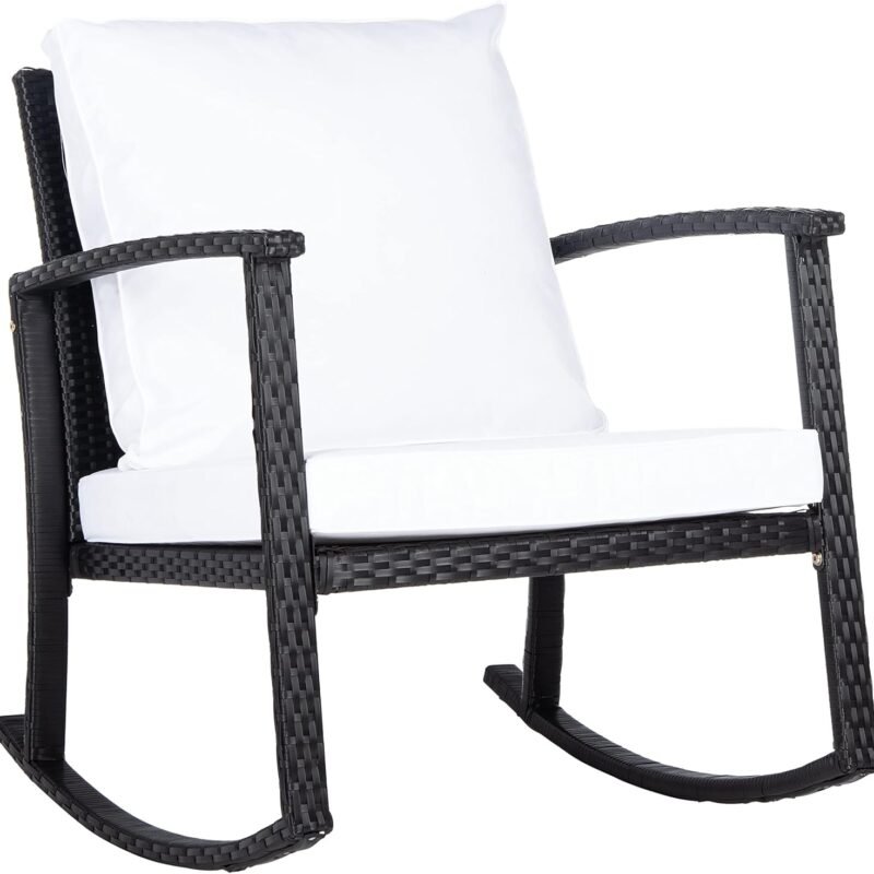 SAFAVIEH Outdoor Collection Daire Black/White Cushion Rocking Chair PAT7721A