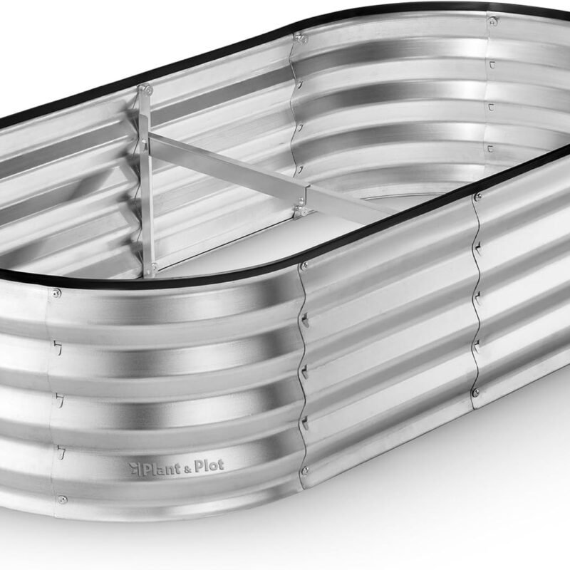 Galvanized Raised Garden Beds Outdoor // 4×2×1 ft Planter Raised Beds for Gardening, Vegetables, Flowers // Large Metal Garden Box (Silver) // Patented Tool-Free Design
