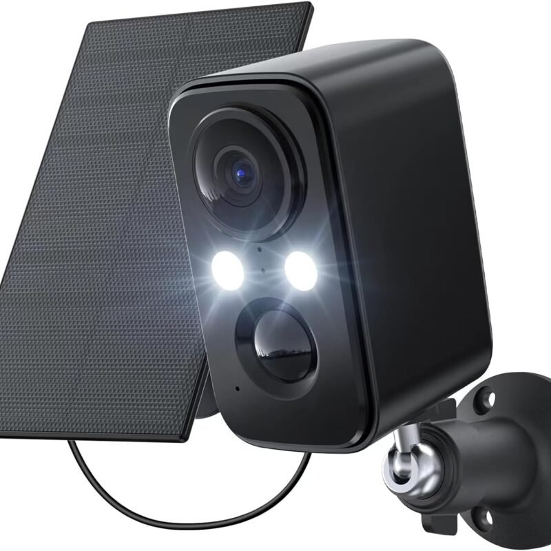 Security Cameras Wireless Outdoor: Cameras for Home Security WiFi Camera with Solar Panel Battery Powered Surveillance System Kit Motion Sensor Alarm Floodlight Night Vision IP66 Waterproof