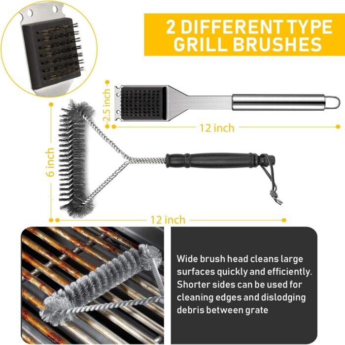 34Pcs Grill Accessories Grilling Gifts for Men, 16 Inches Heavy Duty BBQ Accessories, Stainless Steel Grill Tools with Thermometer, Grill Mats for Backyard, BBQ Set for Men Women - Image 7