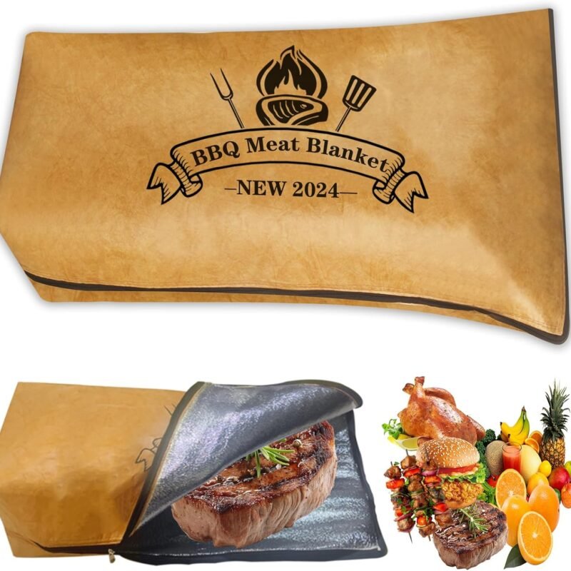BBQ Blanket for Resting Meat, Reusable Reat Insulated Resting Bag, Smoker Meat Resting Blanket, Insulated Brisket Resting Blanket with Wide Mouth (BBQ Blanket 21 in Brown)