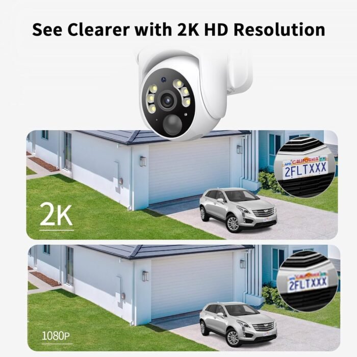 SEHMUA 2K Solar Security Cameras Wireless Outdoor, 2 Pack 360° View Pan/Tilt WiFi Security Camera Outside with Color Night Vision,Easy to Install, PIR Alarm, 2-Way Audio - Image 3