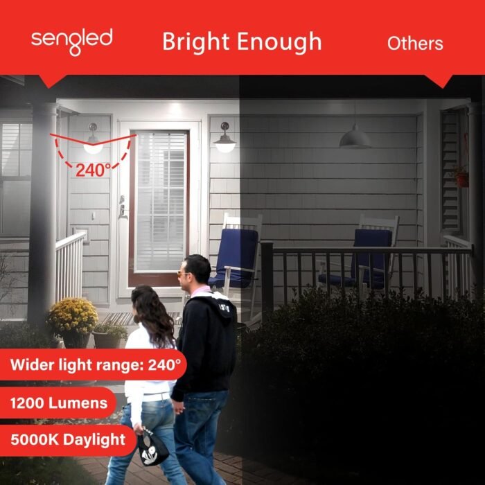 Sengled Dusk to Dawn LED Outdoor Light Bulb, 75 Watt Equivalent, 1200 Lumens, 5000K Daylight LED Light Bulb, Automatic On/Off Sensor Light Bulb for Porch Garage Lighting, 3 Pack - Image 4