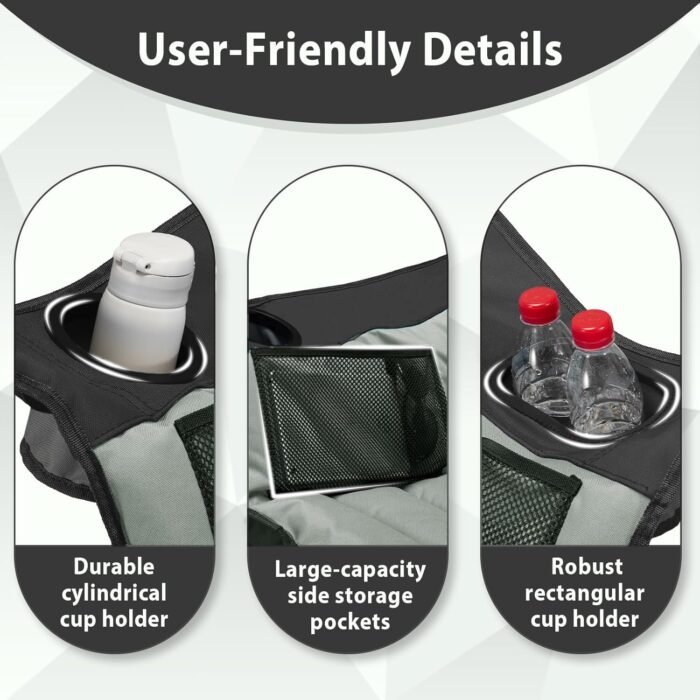 Oversized Camping Chair, Portable Folding Camping Chairs with Side Pocket, Cup Holder and Carry Bag, Heavy Duty Outdoor Camping Chairs for Adults, Fishing, Sports, Trip, up to 400lbs, Style 4 - Image 7