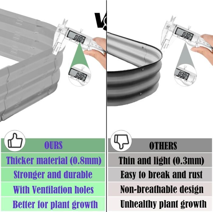 Galvanized Raised Garden Bed Kit, Large Metal Raised Garden Beds for Vegetables, Galvanized Planter Raised Garden Boxes Outdoor (Silver) - Image 6