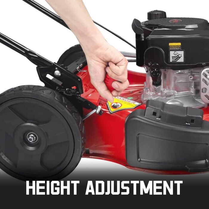 PowerSmart 21 in. Gas Lawn Mower, 144cc 2-in-1 Mulching Push Mower with 6-Positions Height Adjustment, High Rear Wheels - Image 5