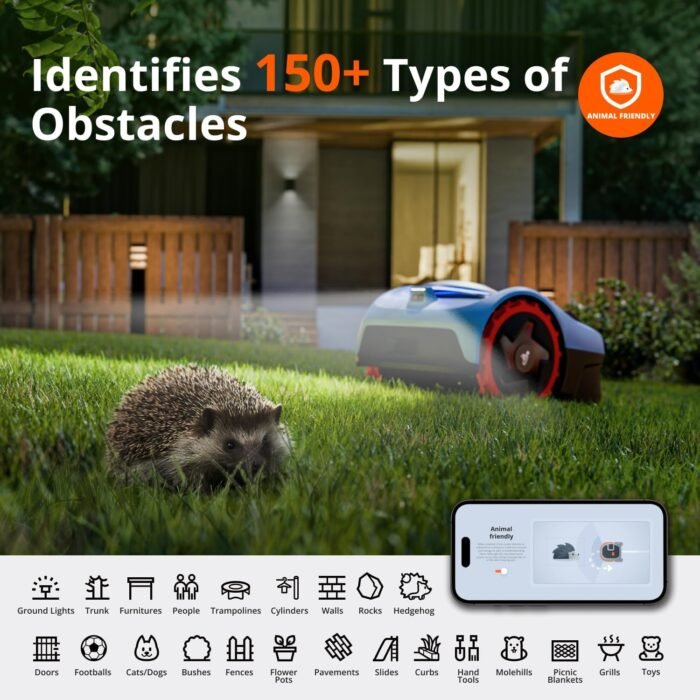 Segway Navimow i105N Robot Lawn Mower Perimeter Wire Free 1/8 Acre RTK+Vision Robotic Lawnmower, AI-Assisted Mapping, Virtual Boundary, APP Control, 58dB(A) Quiet, Multi-Zone Management - Image 4