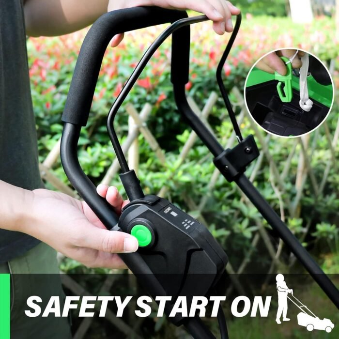 SOYUS Electric Lawn Mower Cordless, 15 Inch 40V Battery Powered Lawn Mower with Brushless Motor, 6 Position Height, Includes 2x4.0Ah Batteries and Dual Port Charger - Image 7