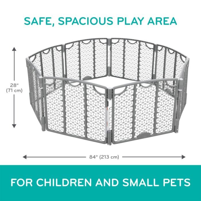 Evenflo Versatile Play Space Adjustable Play Area, Plastic, 8-Panel (Cool Gray) - Image 3