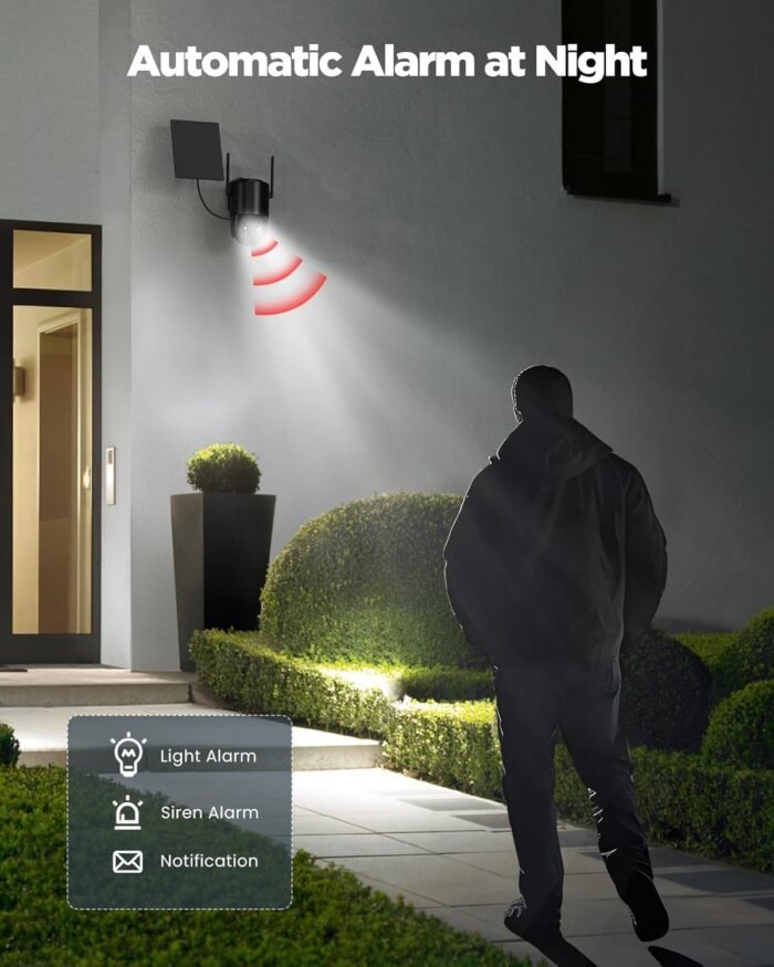 Security Cameras Wireless Outdoor Solar: Battery Cameras for Home Security WiFi Cameras Outdoor Surveillance Camera PTZ 360° CCTV Camera System with Floodlight Color Night Vision - Image 5