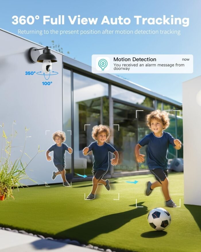 3K Light Bulb Security Cameras Wireless Outdoor, IP65 Waterproof Cameras for Home Security with 2.4G&5G Connection, Full-Color Night Vision and 360° Motion Detection, 5MP Security Camera Outdoor - Image 4
