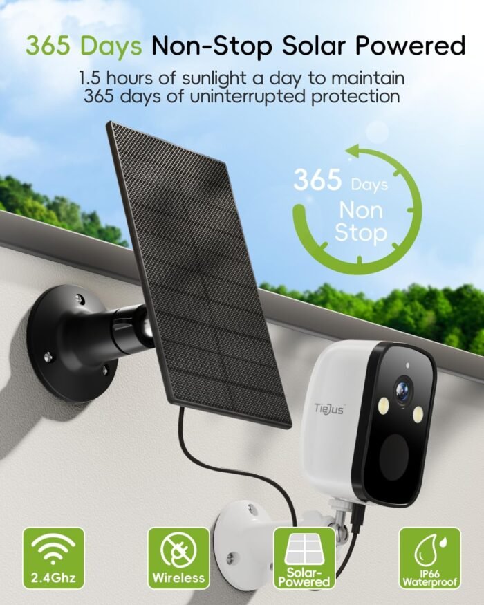 Security Cameras Wireless Outdoor, 2K Battery Powered Security Camera, 2.4G WiFi Outdoor Camera Wireless, Color Night Vision, AI Detection, 2 Way Talk, IP66, Cloud/SD, Work with Alexa - Image 2