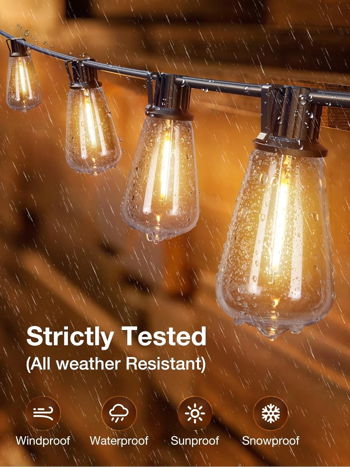 addlon 150 FT (3x50FT) Outdoor String Lights,Waterproof Patio Lights ETL Listed with 45+3 Shatterproof Dimmable ST38 LED Bulbs,2200K Connectable Outdoor Lighting for Backyard Bistro Garden - Image 2