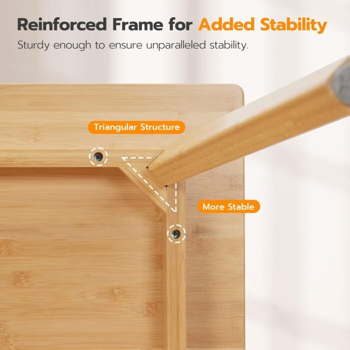 HOOBRO Bamboo Dining Table, Square Dining Table for 2, 27.6" Kitchen Table for Small Space, Writing Table, Easy to Assemble, for Dining Room, Living Room, Office, Kitchen, Apartment, Natural YL70CZ01 - Image 4
