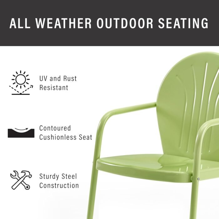 Crosley Furniture Griffith Outdoor Chair, Retro Metal Patio Chairs for Dining, Porch, Deck, Balcony, Key Lime - Image 6