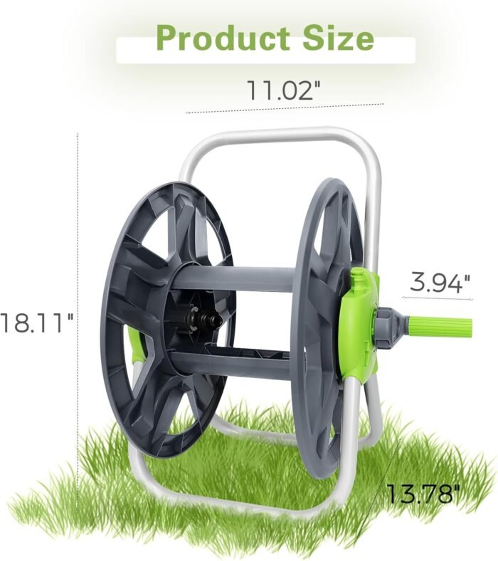 Water Hose Reel Cart, Holds 65-147 Ft of 5/8 Inch Hose, Wall Mounted Garden Hose Cart, Portable Hose Holder for Convenient Hose Storage and Watering - Image 5