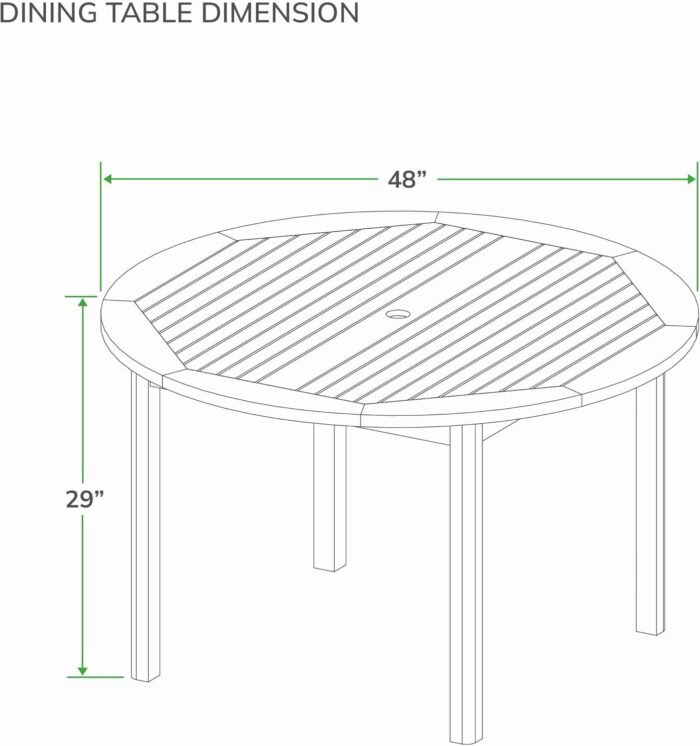 Cambridge Casual Sydney Teak Wood 5 Piece Outdoor Dining Set with Round Dining Table - Image 12