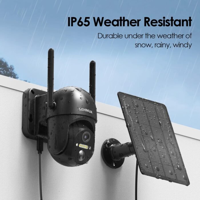 SEHMUA Solar Security Cameras Wireless Outdoor, 2K 360° View Battery Powered Outdoor Camera, WiFi Home Security with Spotlight Color Night Vision, PIR Sensor - Image 5