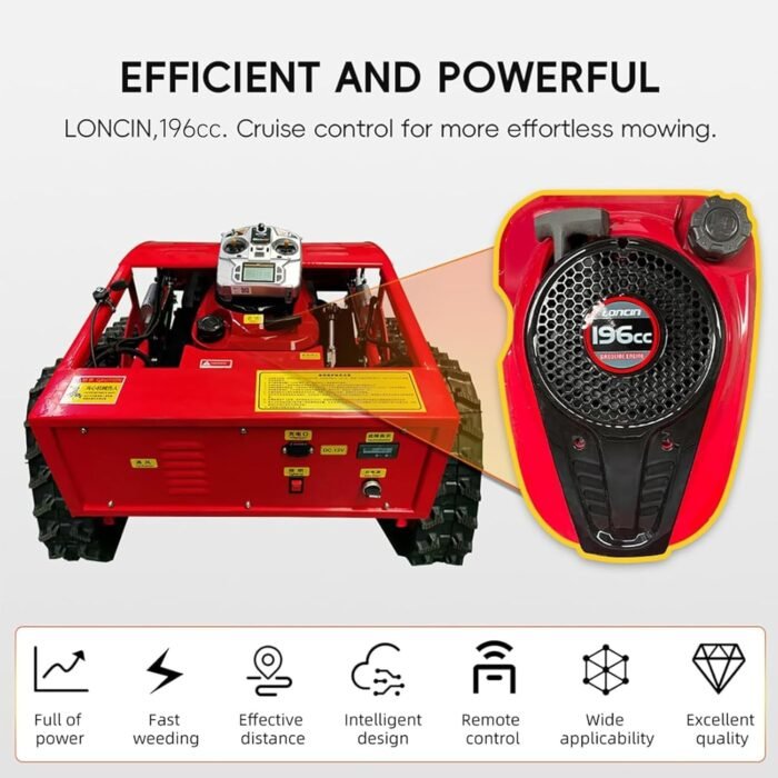 Remote Control Lawn Mower with Snow Shovel | Adjustable Cutting Height Robotic Lawn Mower | 21in Cutting Width Zero Turn Mower Machine for Road Garden Snow Removal - Image 3