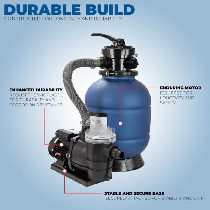 XtremepowerUS 13" Sand Filter 3/4HP Pool Pump 2400GPH High-Flow Above Ground Pool Set with Stand - Image 5