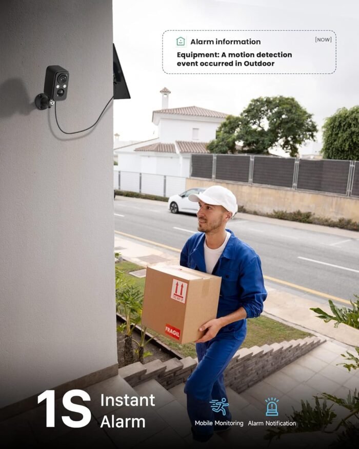 Security Cameras Wireless Outdoor: Cameras for Home Security WiFi Camera with Solar Panel Battery Powered Surveillance System Kit Motion Sensor Alarm Floodlight Night Vision IP66 Waterproof - Image 6
